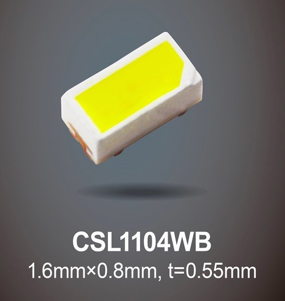 高光度2.0cdを超小型1608サイズで実現した、業界最小クラス※の高光度白色チップLED「CSL1104WB」を開発